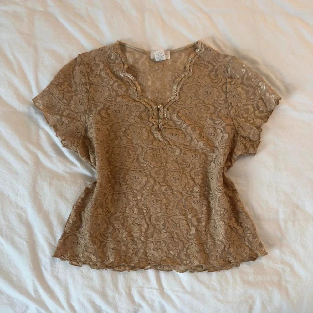 Romantic Moods Gold Y2K lace top